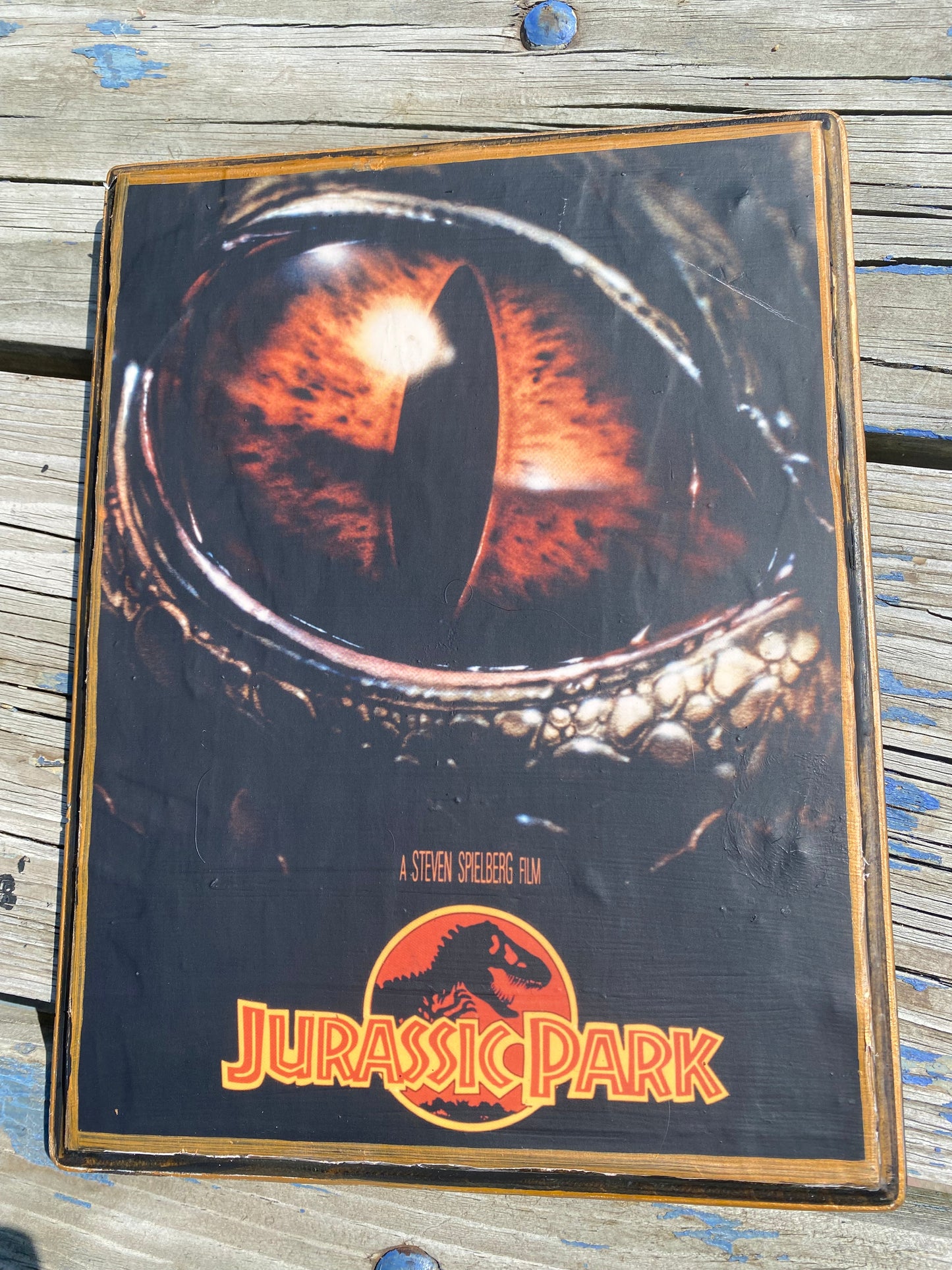 Jurassic Park Handmade Solid Wood Framed movie mini poster wood plaque 12x9