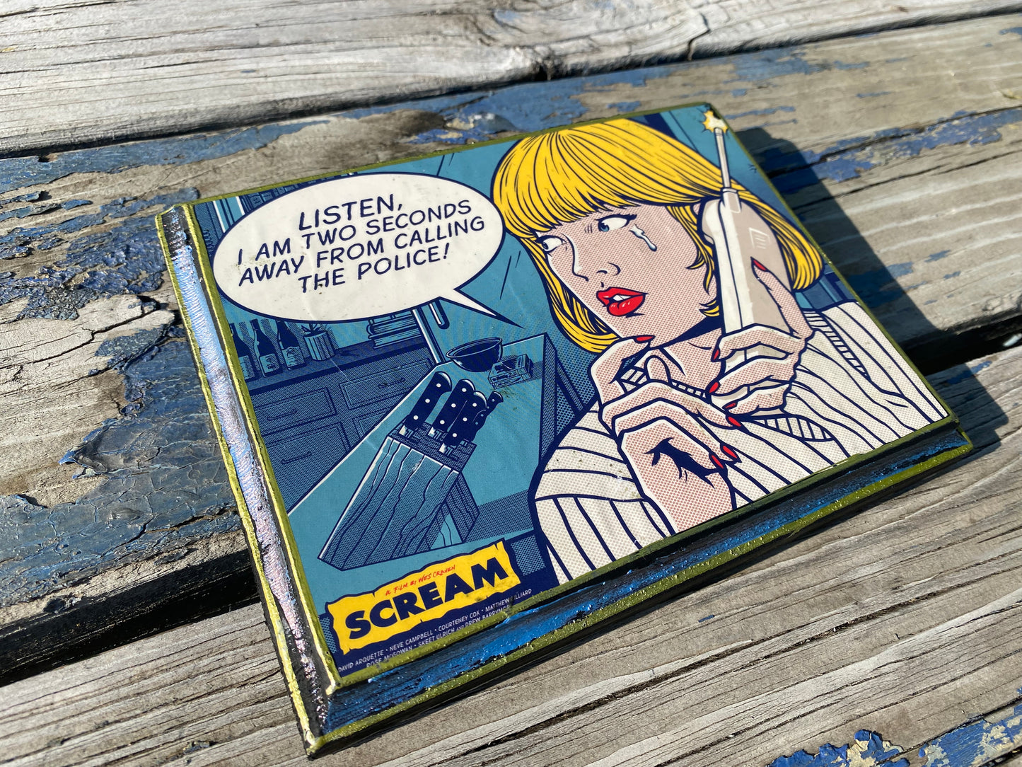 Scream 3 pack movie, mini poster, handmade solid wood framed art plaque set of 3: