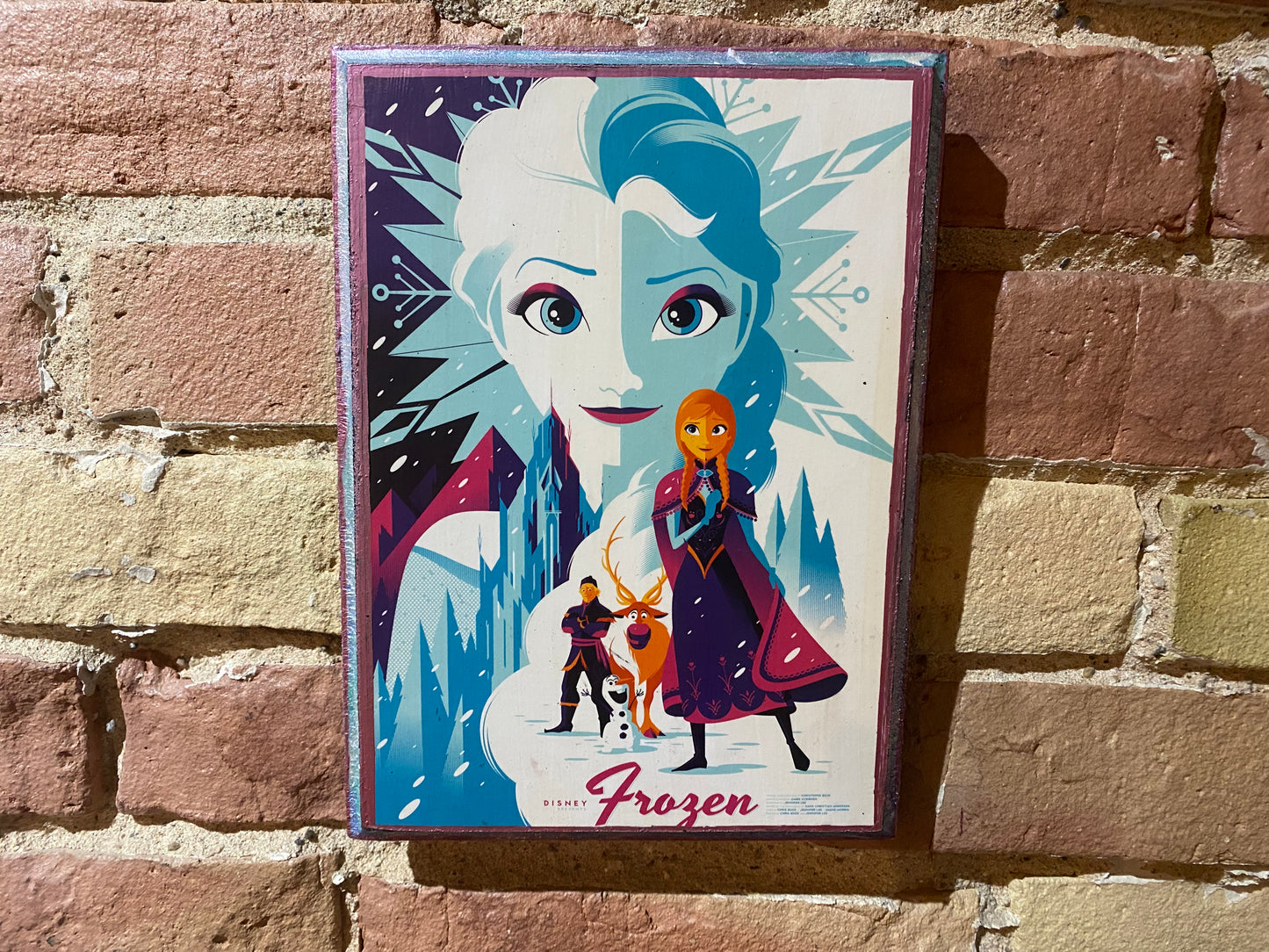 Frozen handmade Solid Wood Framed Disney Movie Mini Poster Art Plaque 9x7