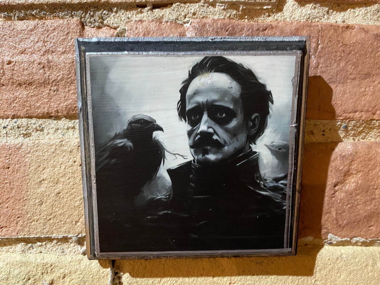 Edgar Alan Poe  Handmade AI Generated Wood Art Plaque 5x5”