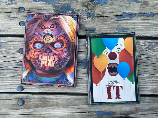 Child’s play it handmade solid wood framed movie mini poster art plaque 9 x 7 set of two ￼