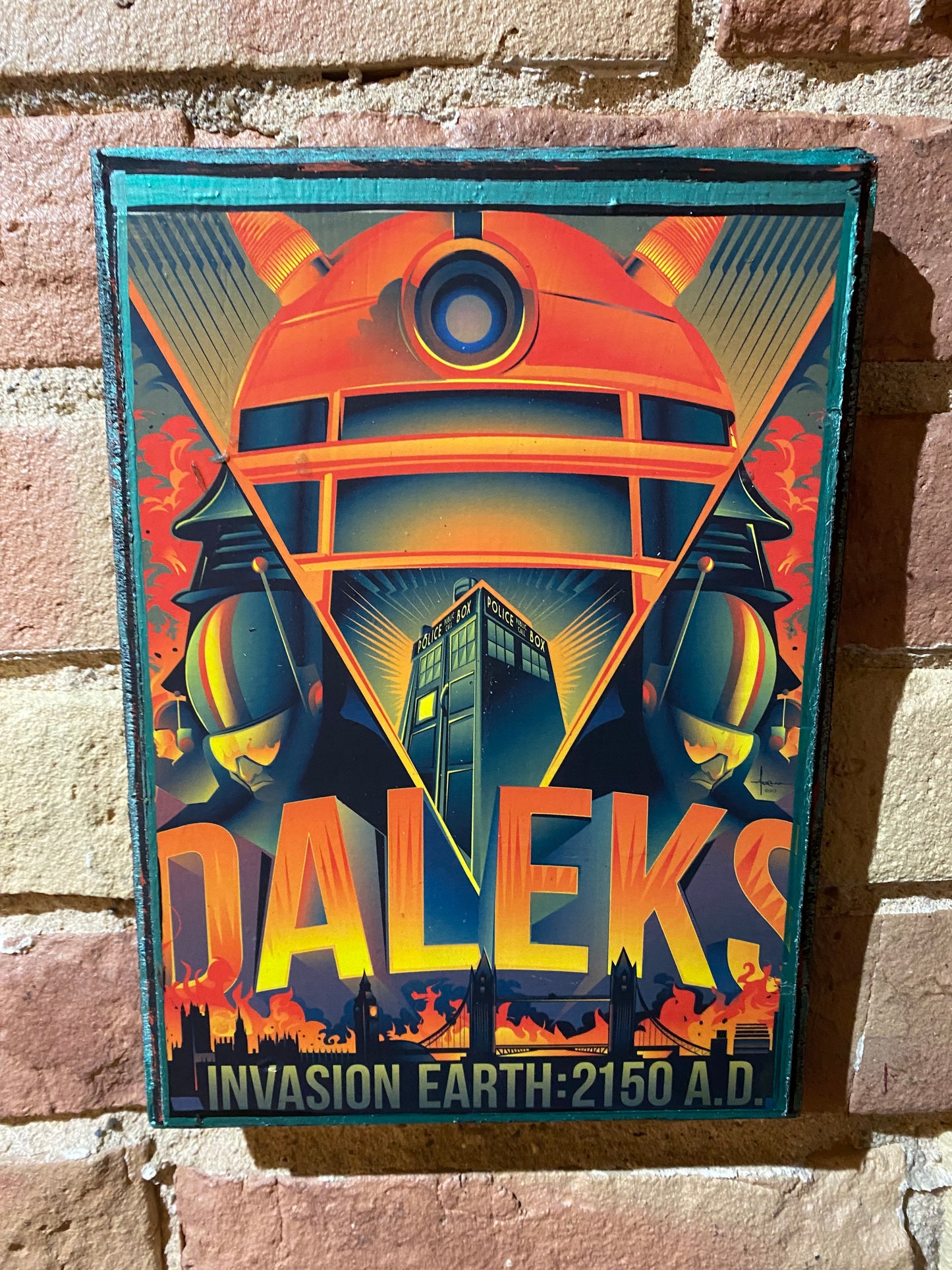 Doctor WHO Dalek Invasion handmade solid wood framed Art Plaque 9x7x1