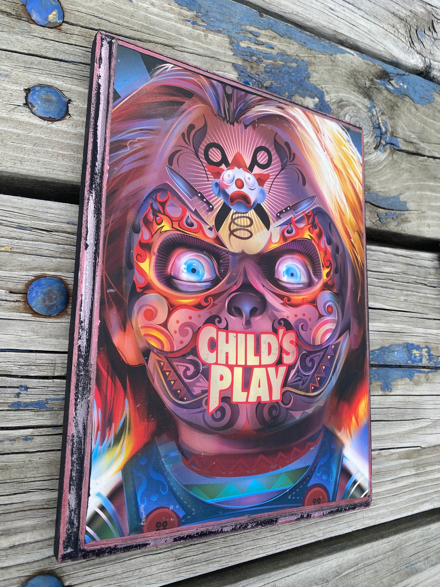 Child’s play it handmade solid wood framed movie mini poster art plaque 9 x 7 set of two ￼