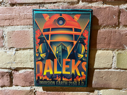 Doctor WHO Dalek Invasion handmade solid wood framed Art Plaque 9x7x1