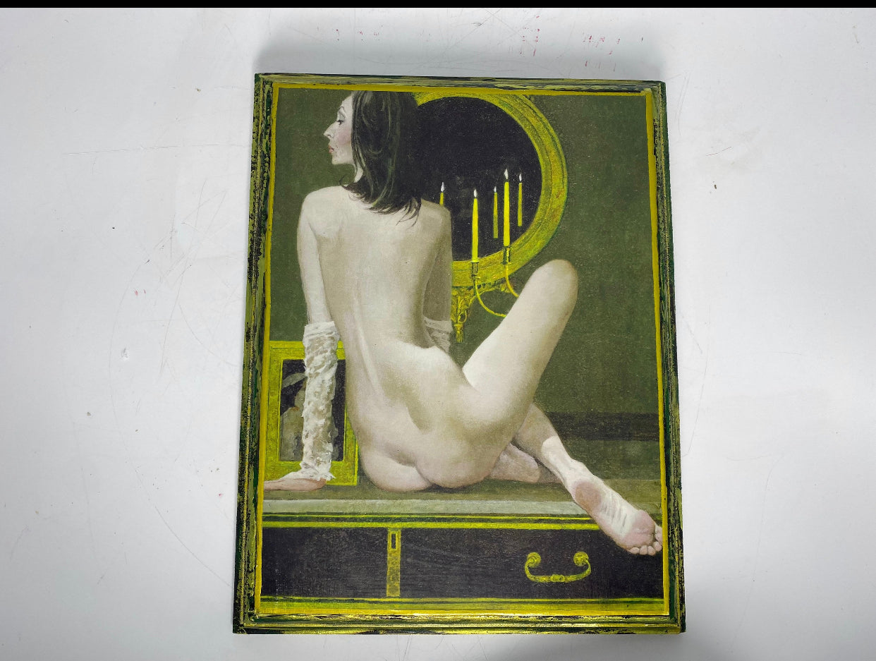 Mirror Robert McGinnis Pin Up Girl Retro Handmade Art Plaque 12x9