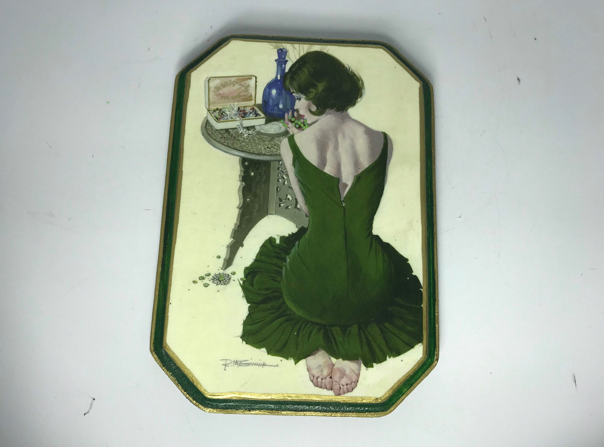 Green Robert McGinnis Pin Up Girl Retro Handmade Art Plaque 9x7