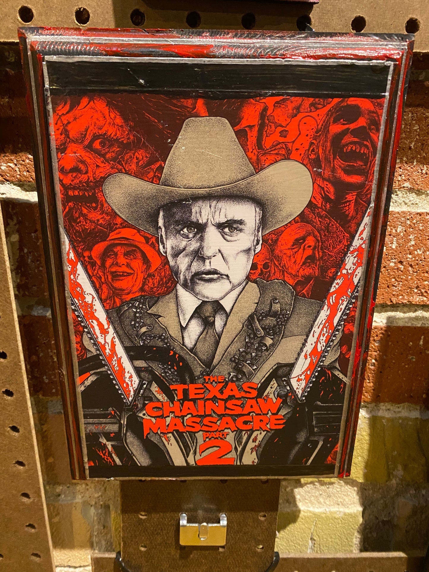 SALE: Half off Texas Chainsaw Massacre 2 Handmade Wood Art Plaque 9x7