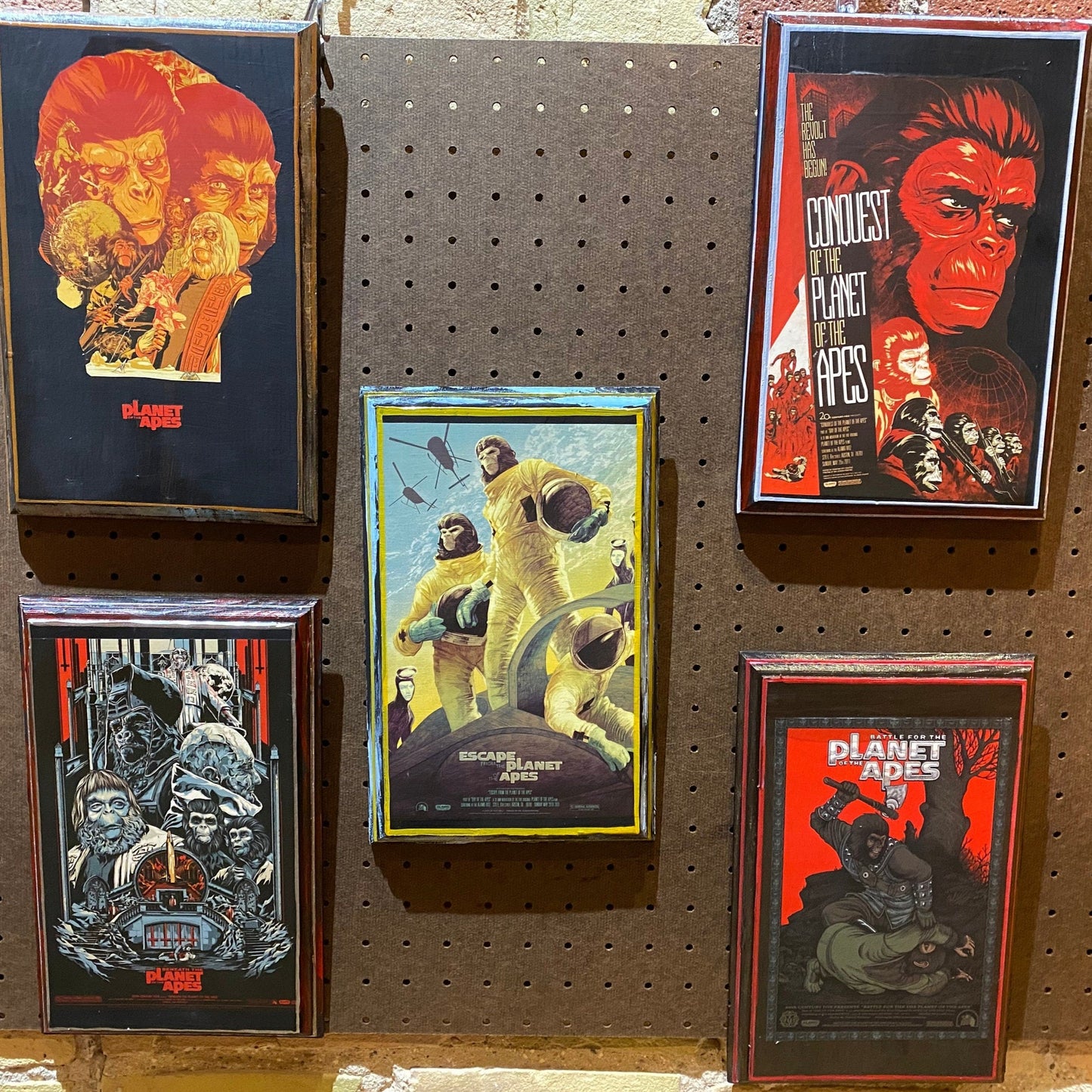 11"x7" - Pack of 5 Planet of the Apes Handmade Mini Movie Poster Wood Art Plaques