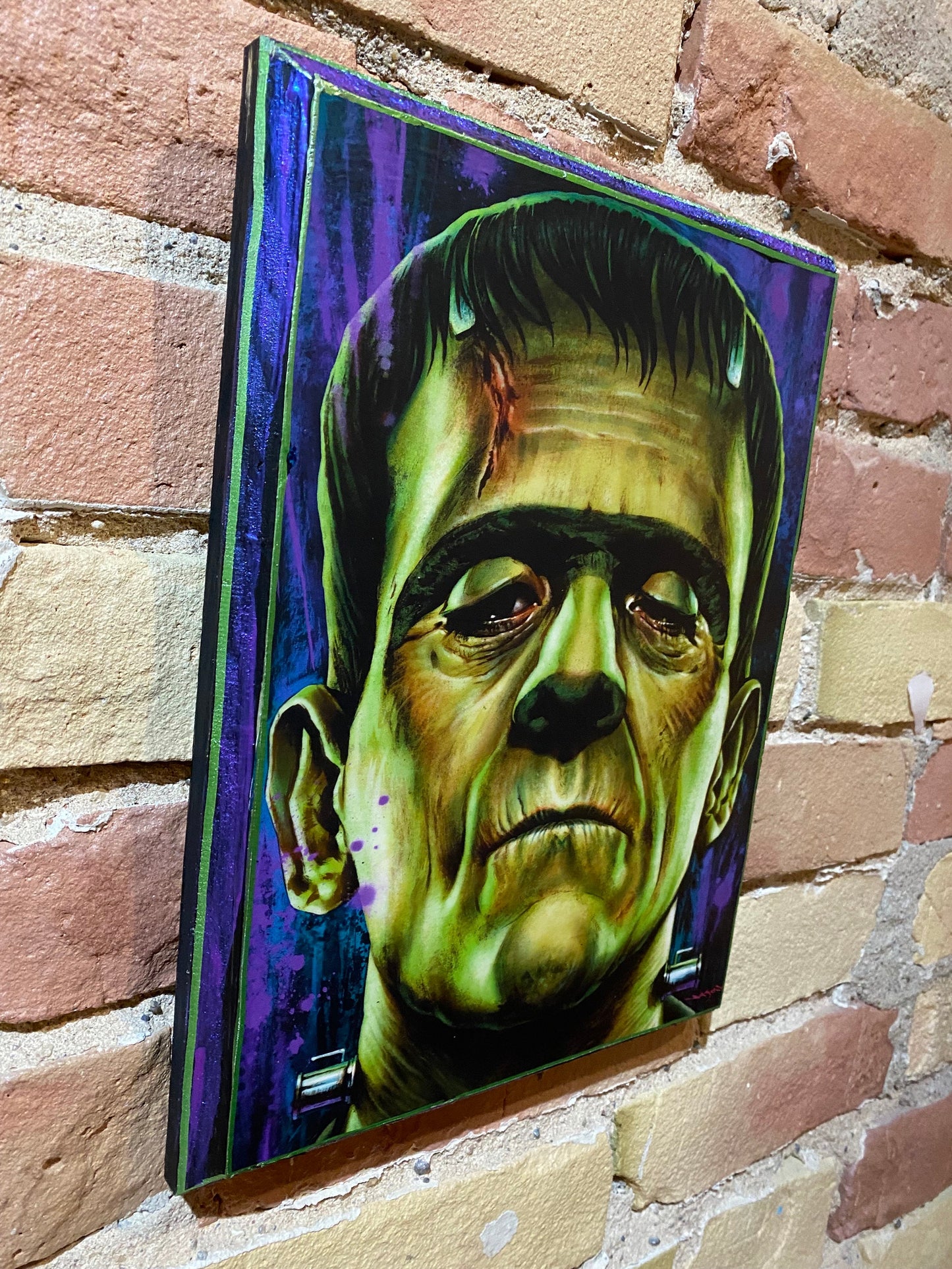 12"x9" -  Frankenstein's Monster Handmade Mini Movie Poster Wood Art Plaque